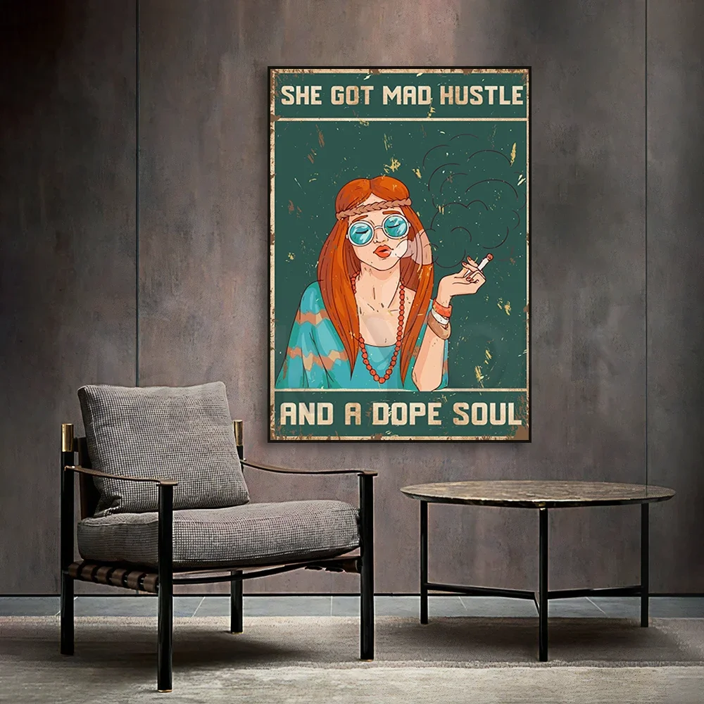 She has crazy hustle and a dope soul-sucking decor blunt weed-sucking crazy hustle dope soul hippie boho wall decor