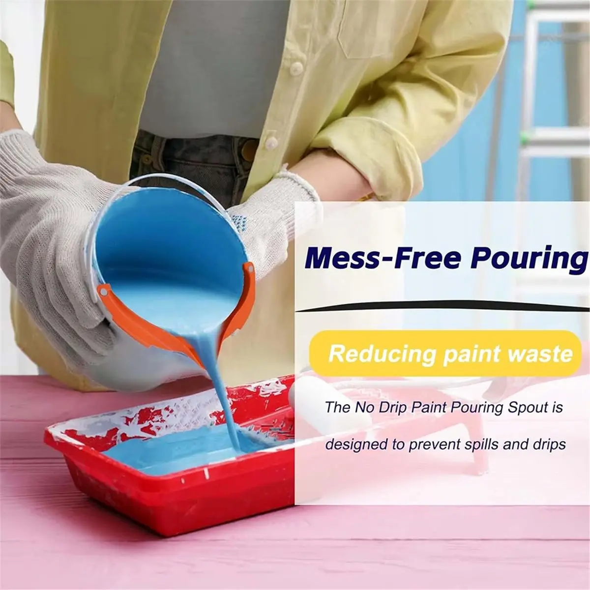 

(ABLP) Носик для розлива краски без капель с лопаткой - без беспорядка, многоразовый, универсальный, подходит для банок объемом 1,5, 2 и 4 литра