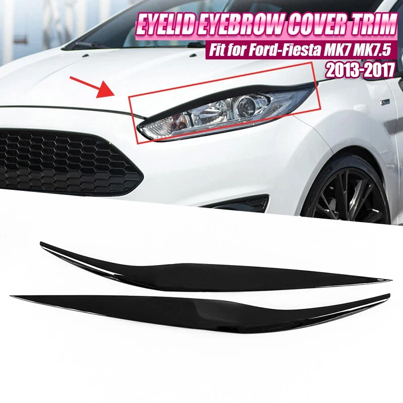 Gloss Black Headlight Eyebrow Eyelid Cover Trim for Ford Fiesta MK7 MK7.5 2013-2017 Car Front Lamp Decoration Exterior Sticker
