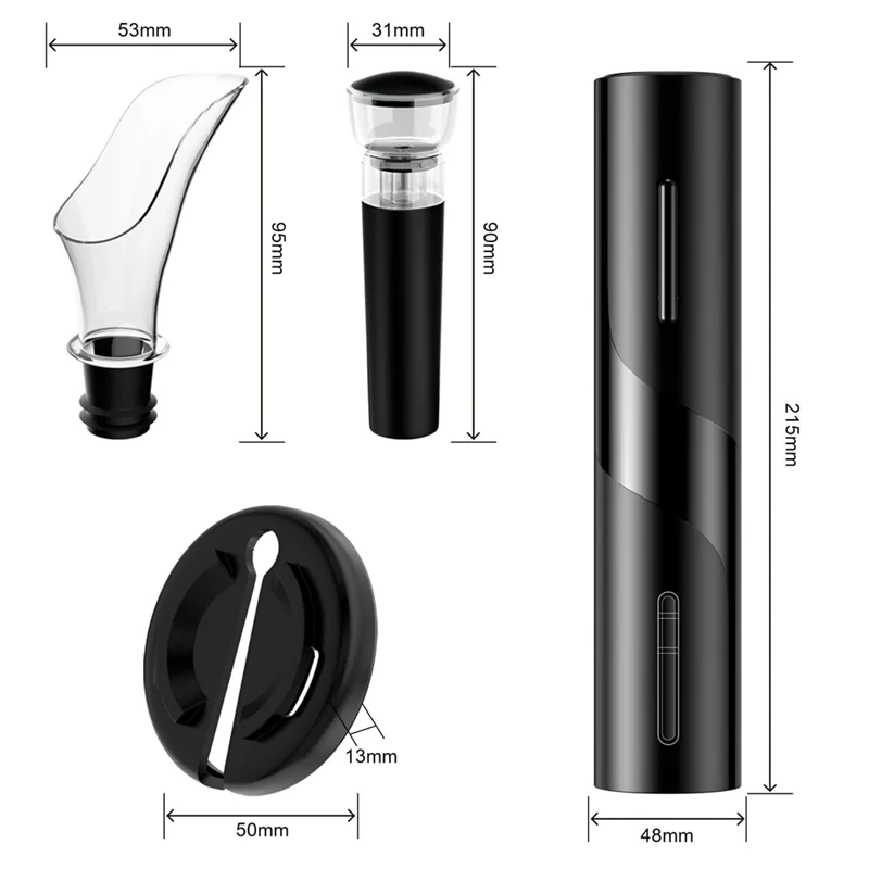 Elektrischer Weinöffner: Automatischer Weinflaschenöffner mit Folienschneider, Weinausgießer, Vakuumstopfen, für die Küche zu Hause Barb64b