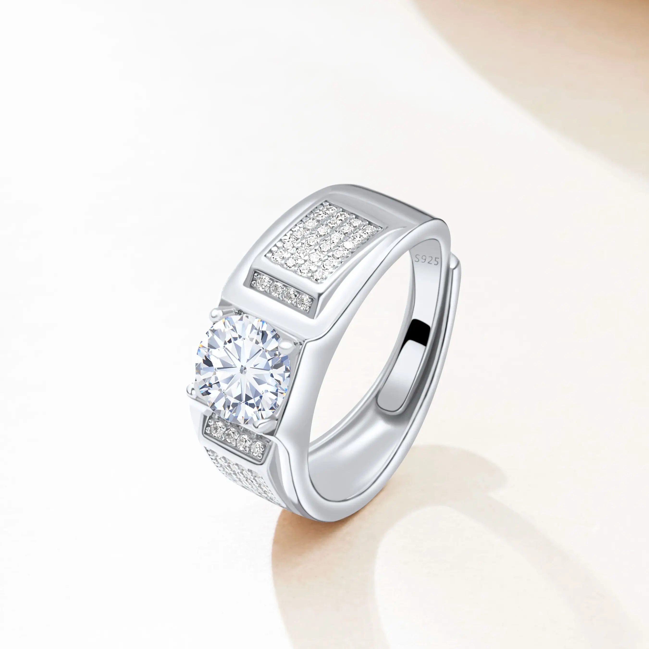 

Men's Moissanite Ring 1CT GRA Certified Pass Diamond Tester 925 Sterling Silver male female Proposal Wedding Band Gift