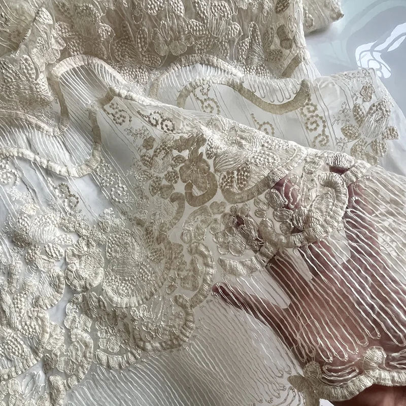 

Court Style Lace Embroidered Fabric Tulle Dress Women's Clothing Handmade Diy Sewing Material