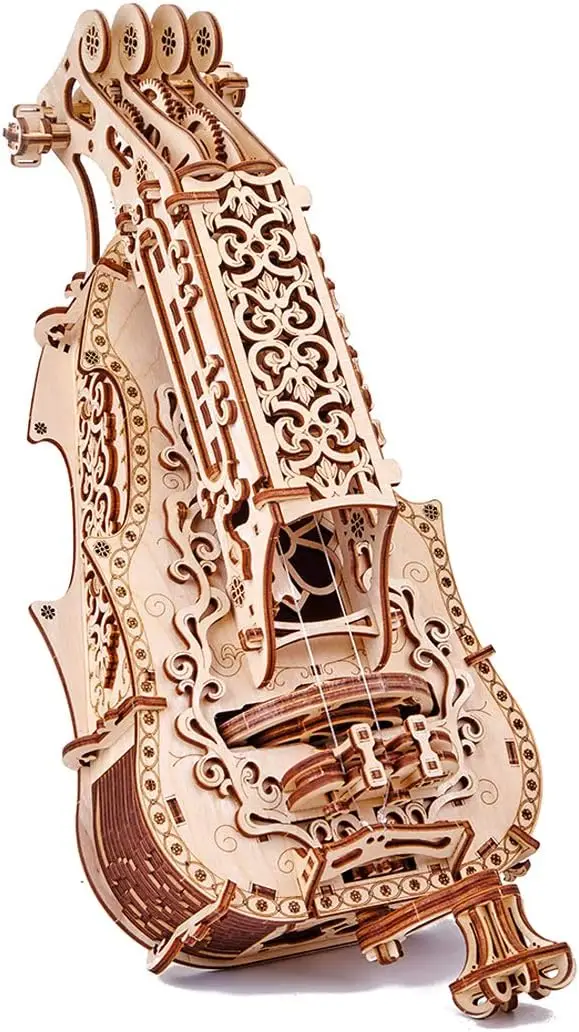 

Lyra da Vinci 3D Wooden Puzzle for Adults and Kids to Build - Hurdy Gurdy Kit Musical Instrument - Wood Model Kit