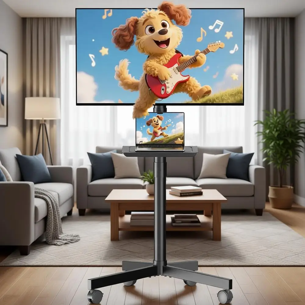 

Портативная тележка для телевизоров с регулировкой высоты, для ЖК/LED/OLED телевизоров 23-60 дюймов, до 88 фунтов, подходит для использования на улице, максимальное VESA 400x400 мм, черная.