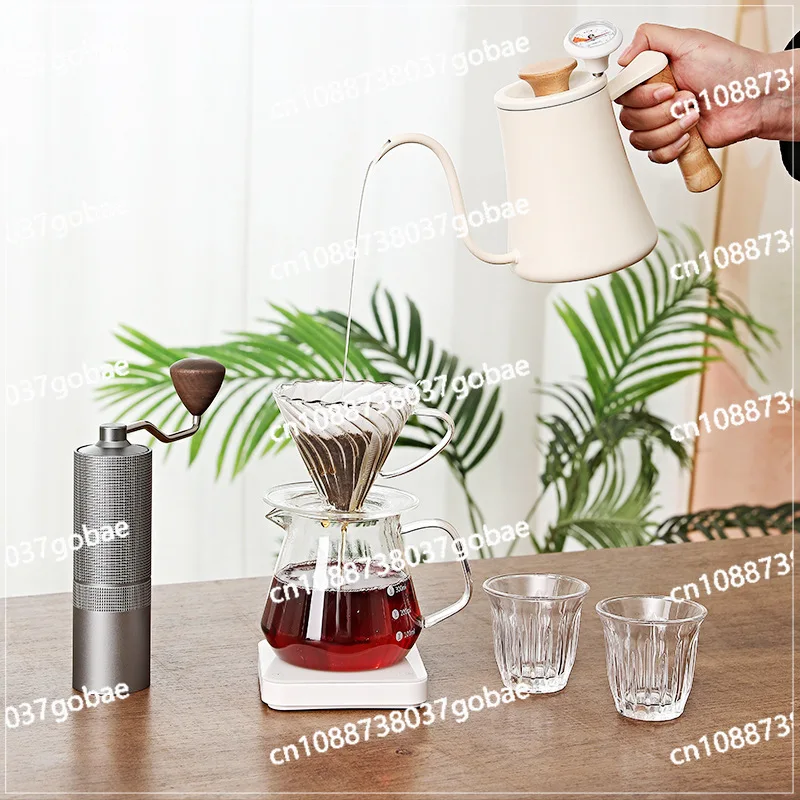 Juego de café de elaboración manual, molinillo de granos con manivela, caja de regalo de olla de elaboración manual para el hogar al aire libre, caja de regalo de café.