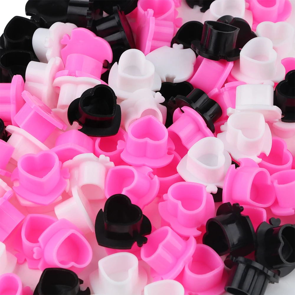 50PCS 3 Colors Tattoo Ink Cup Heart-shaped Base Environmentally Friendly Disposable Splicing Pigment Cap Tattoo Accessories