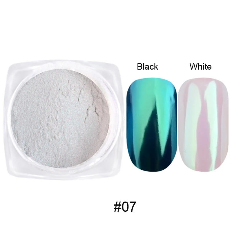 1/2pc perlweiß Meerjungfrau Aurora Chrom Nagel pulver Metallic Neon Regenbogen Staub Nail Art Gel politur liefert Spiegel Chrom Pulver