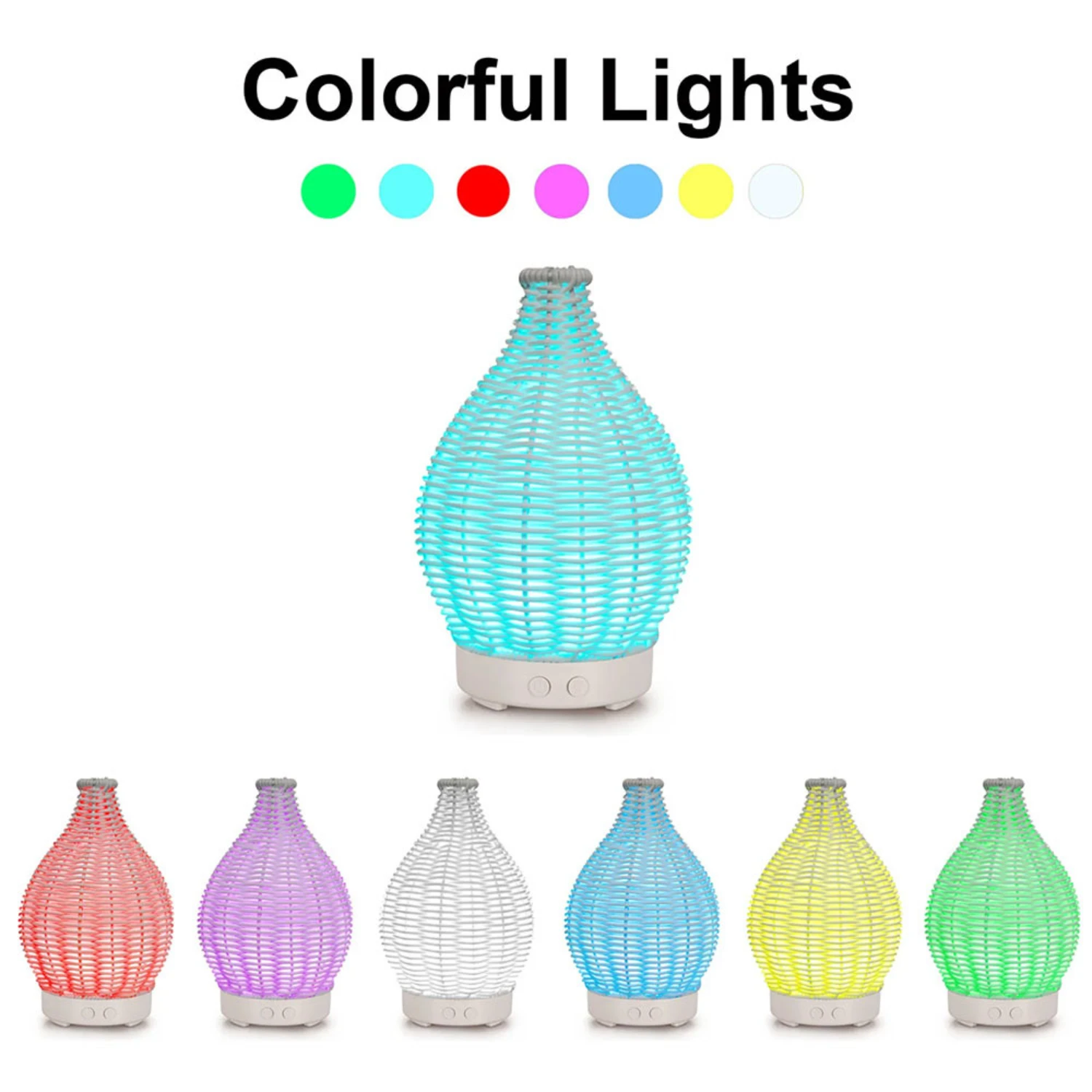 Colorful Wood Weave Vase Humidifier - Household Aromatherapy Air Humidifier with Ultrasonic Mute Spray - Relaxing Atmosphere Uni