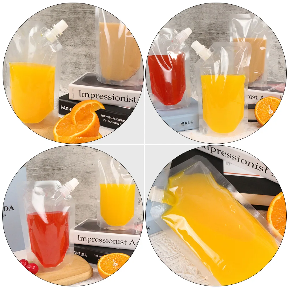 

50 Pcs Drink Pouches Nozzle Sealed Packaging Bag Reusable Food Grade Plastic Healthy Safe Foldable Storage Camping