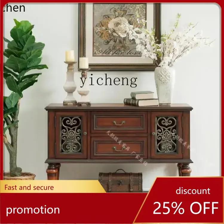 ZMLAmerican Style Hallway Console Wall Retro European Style Living Room Partition Dining Side Cabinet