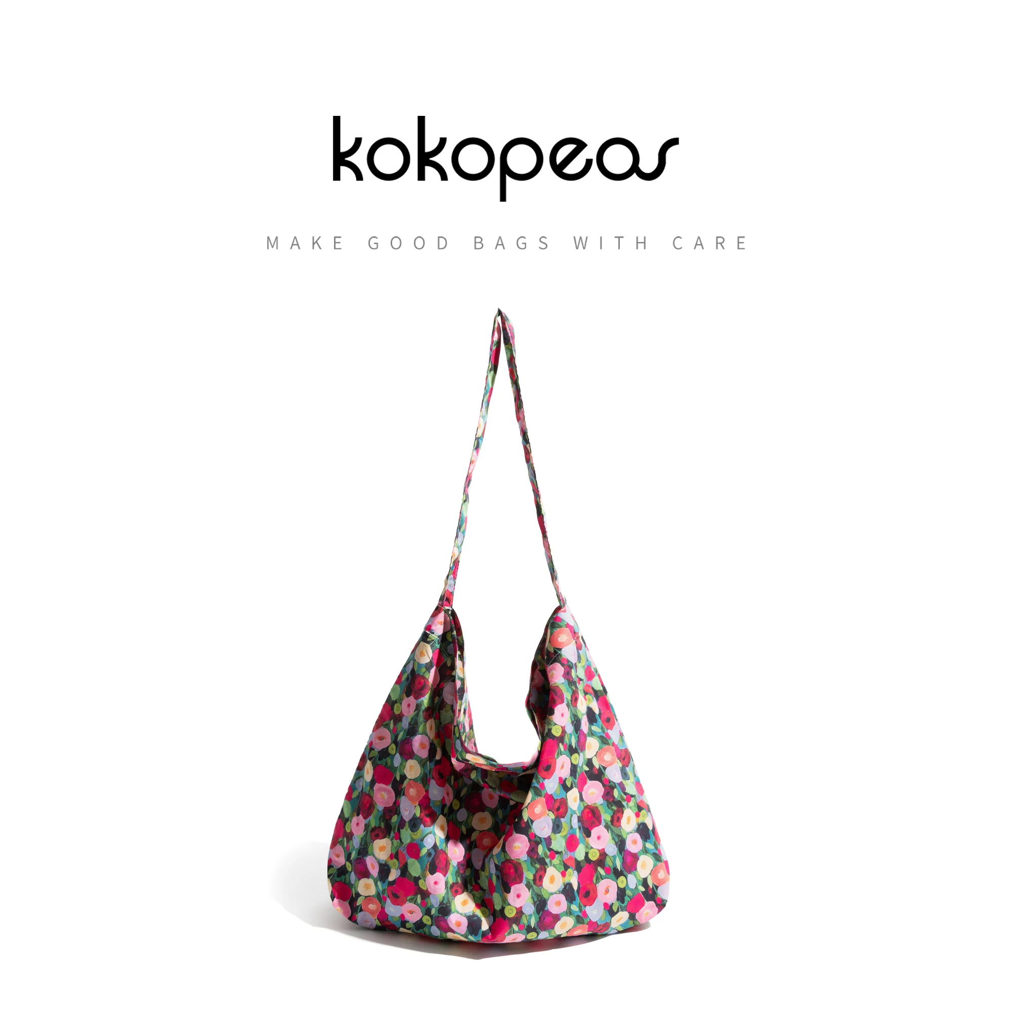 KOKOPEAS Pleated Tote Handbag For Woman Nylon Solid Color Simple Casual Phone Purse Quilted Cute Girl Key Headset Bag