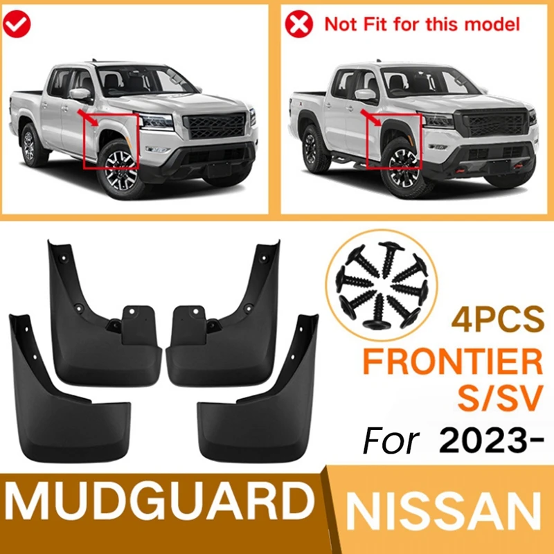 Car Mudguards Splash Guards Fender Mud Flaps For Nissan Frontier S/SV 2023 Car Replacement