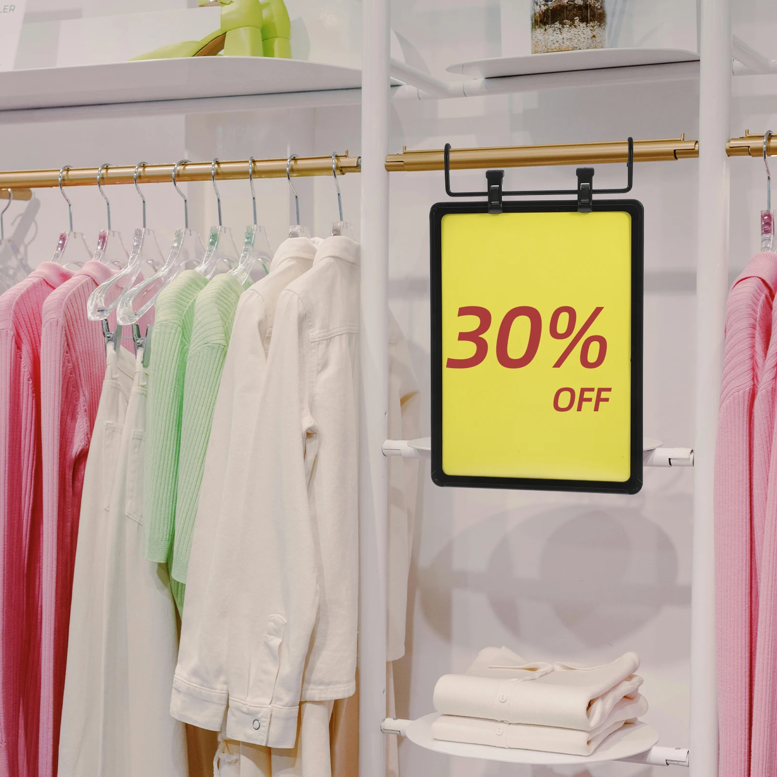 

Double-Sided Hanging Price Tag Reusable Erasable Plastic Display Supermarket Retail Store Advertising Info Tag Writable A4 Size