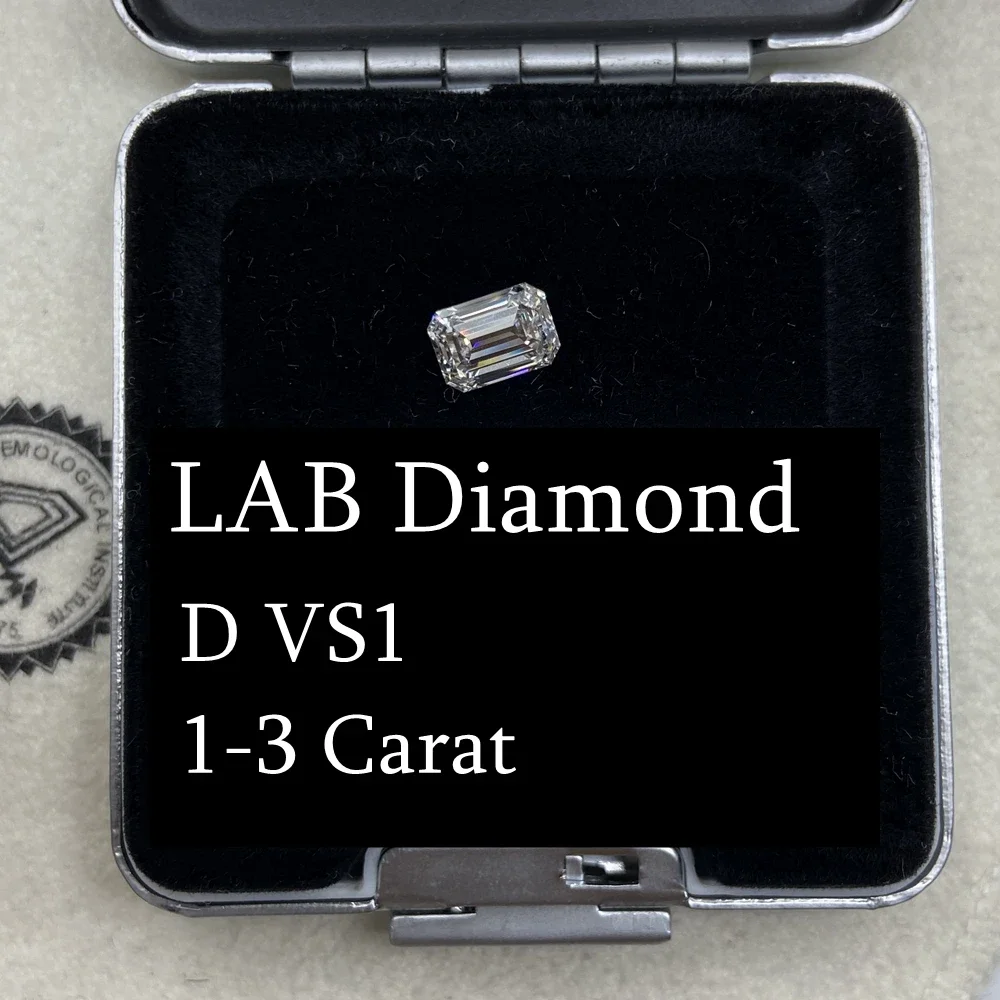 

1-3cts Emerald Cut CVD Diamond D VS1 IGI Certified White Lab Grown Diamond Stone