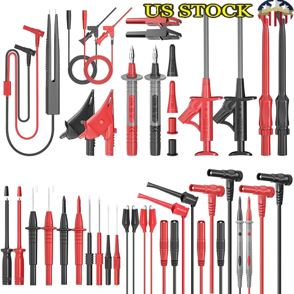 

33PCS Silicone Multimeter Test Leads Kit with Replaceable Probes Alligator Clips Test Hook Clips Electronics Automotive