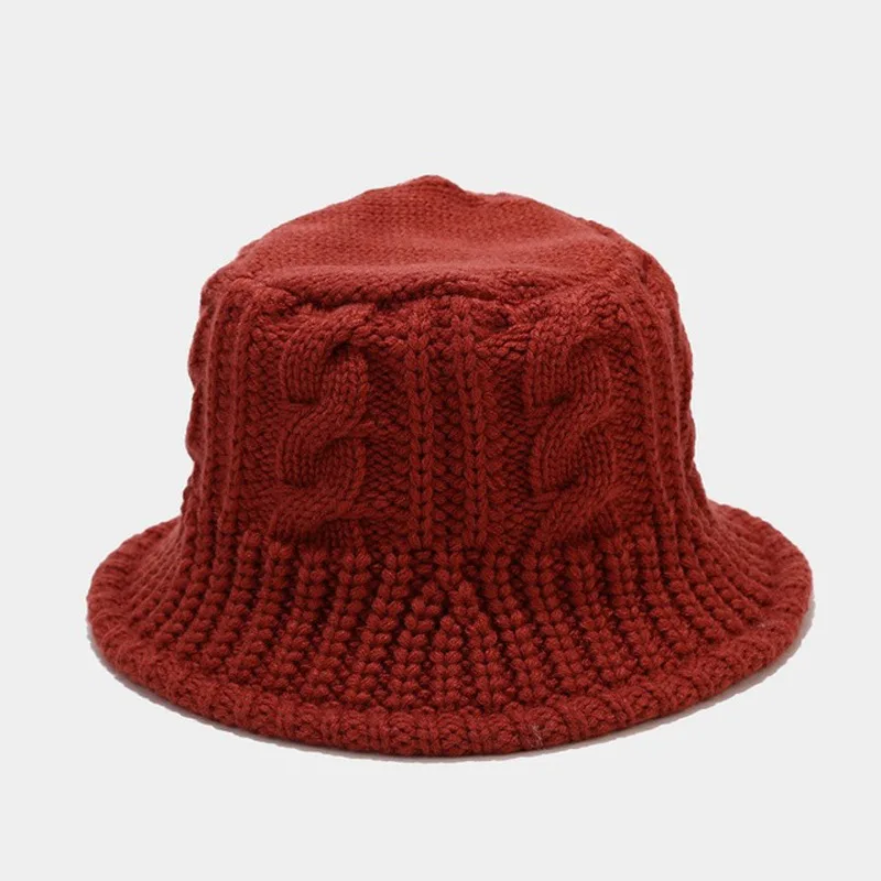 Panama Women\'s Autumn and Winter Warm Water Bucket Bowl Hat Knitted Wool Fisherman Hat Thickened Fashion Outdoor Cap  H146