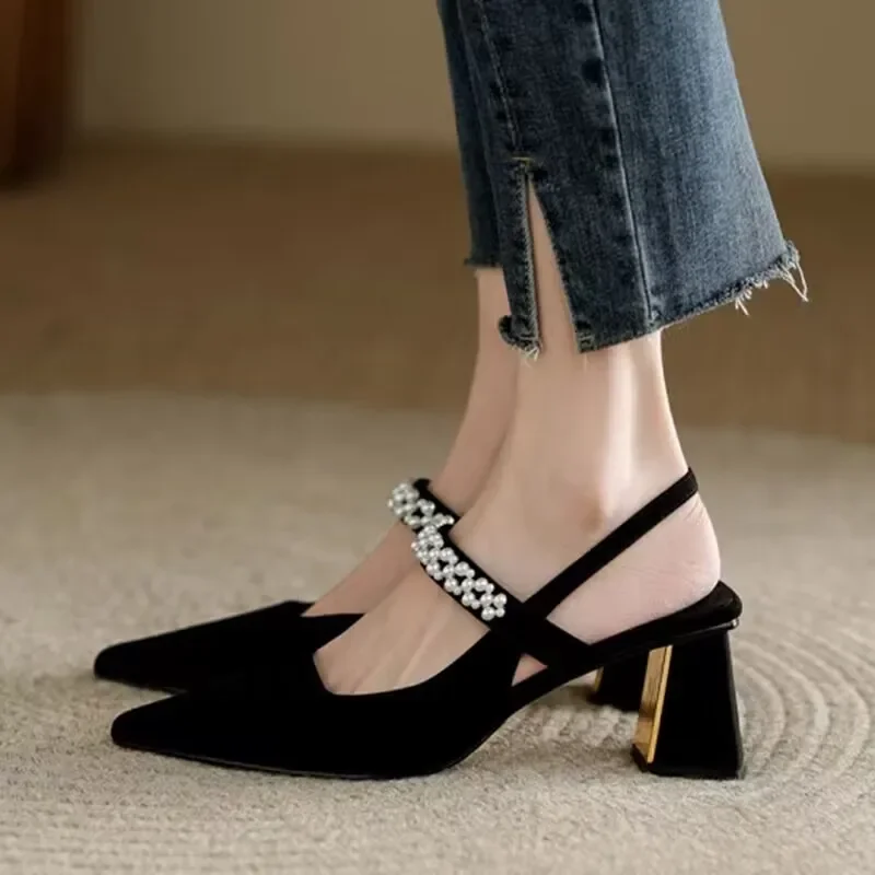 

Chunky Heel Sandals Women Summer New Fashion Women's Pointed Pumps Women Shoes Office Dress Shoes Sexy Square Heel High Shoes
