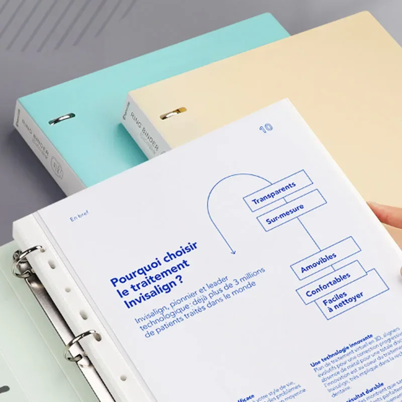 A4 Binder D-Type Punch Folder Office Storage File Ring Waterproof Test Paper Data Storage Folder 4 Hole Binder Learning Supplies