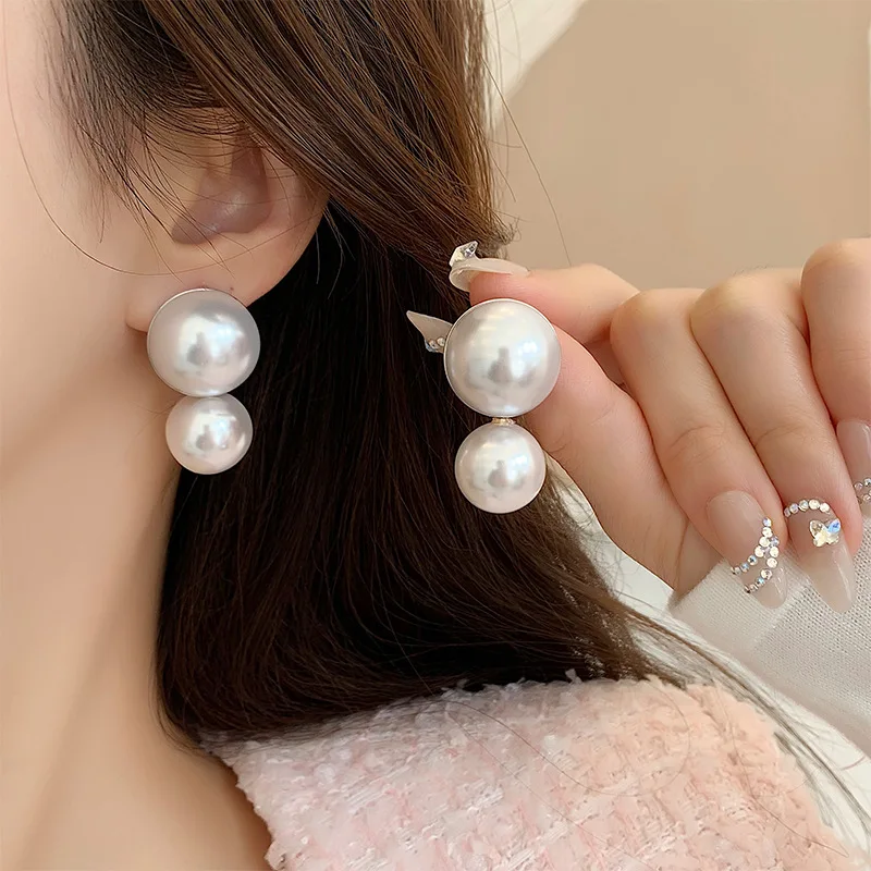 Hepburn Big Pearl Earrings No Hole Ear Clips Pearls Clip Earring Without Piercing Minimalist Earrings Jewelry CEk327