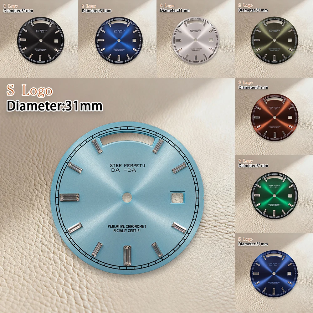 

Новый циферблат 31 мм с логотипом S 8285, циферблат с полосками из драгоценных камней, градиентный циферблат, подходит для механизма 8285, аксессуары для модификации часов без стрелок.