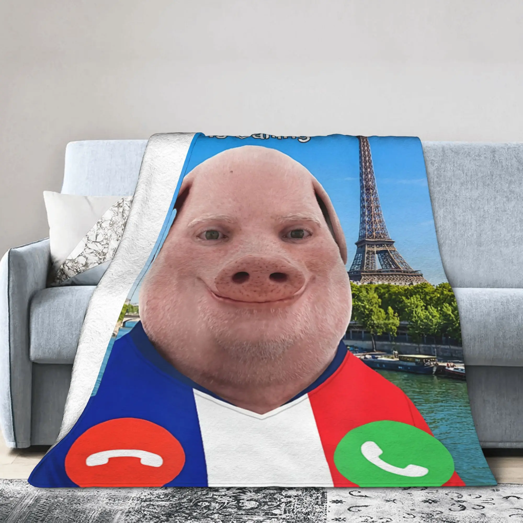 Jean John Pork is Calling Brainrot Meme Blanket Flannel France Ultra-Soft Throw Blankets for Bedding Outdoor Breathable