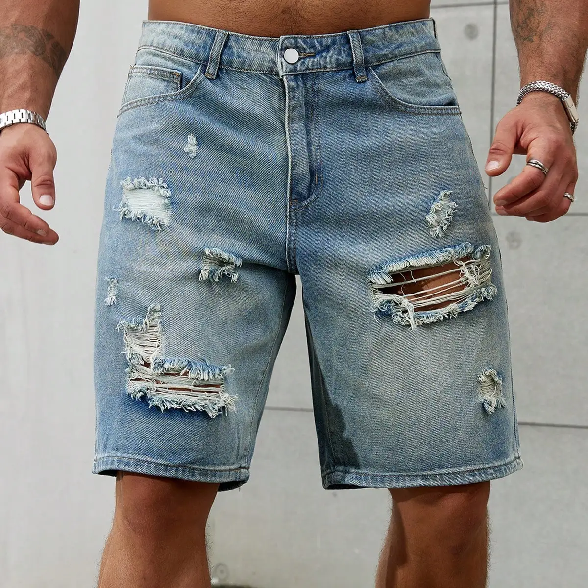 New Fashion Mens Ripped Short Jeans Brand Clothing Bermuda Summer Cotton Shorts Breathable Denim Streetwear Shorts Male