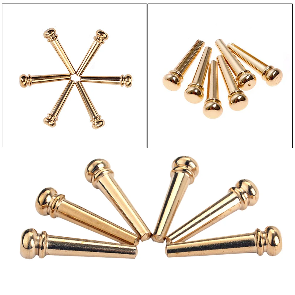 

6pcs Brass Guitar Bridge Pins Copper String Pegs For Acoustic Folk Guitar Golden Tuning Studs Sweep Picking Volume