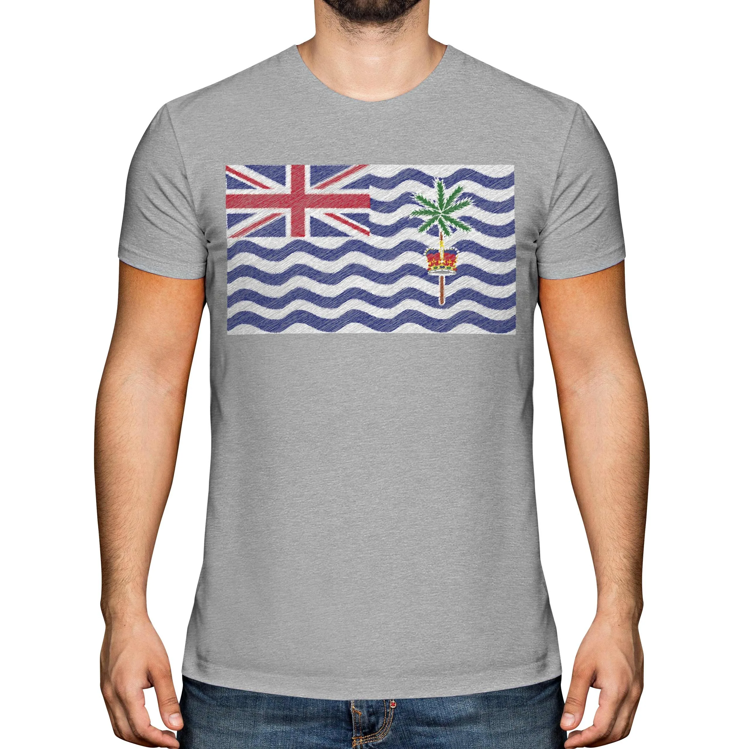 البريطانية الهند المحيط الإقليم تي شيرت رجالي قصير الأكمام القطن تيز المعتاد قميص الصيف الرياضة القمم Y2k تي شيرت الرجال الملابس