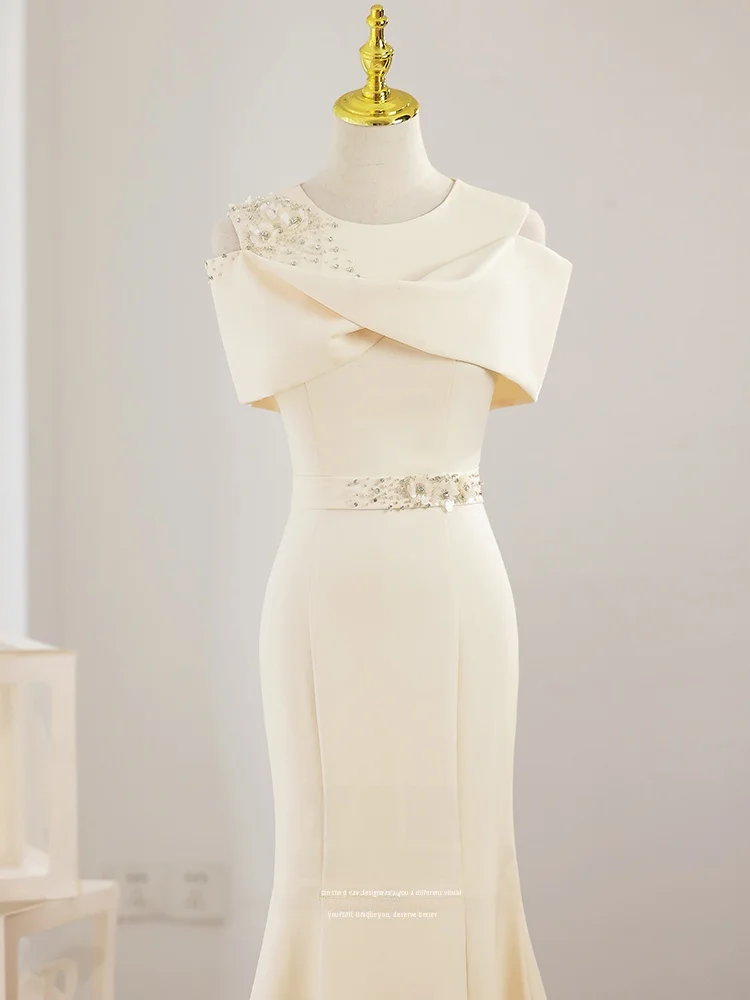 

Champagne Evening Gown Women's Ele Fi Tail Skirt Beautiful Host Year End Par Formal Dr Classy And aceful