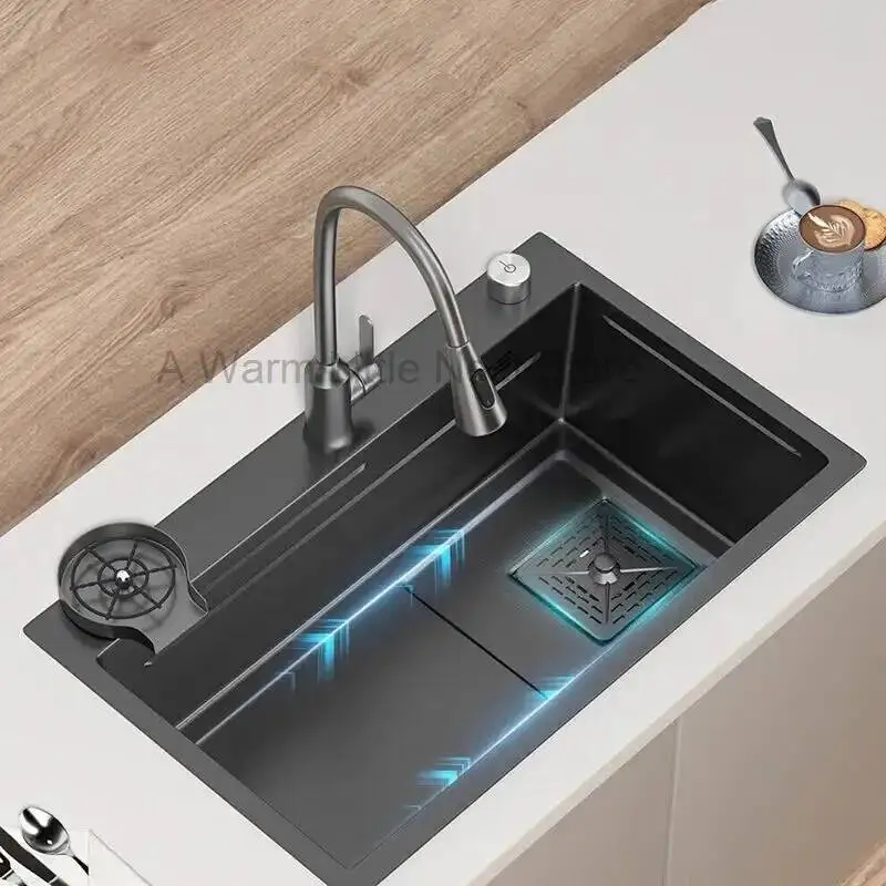 Company Sinks for Italian Metal Minimalist Three-hole Kitchen Sink with Soap Dispenser Creative Design Kitchen Sinks for Home