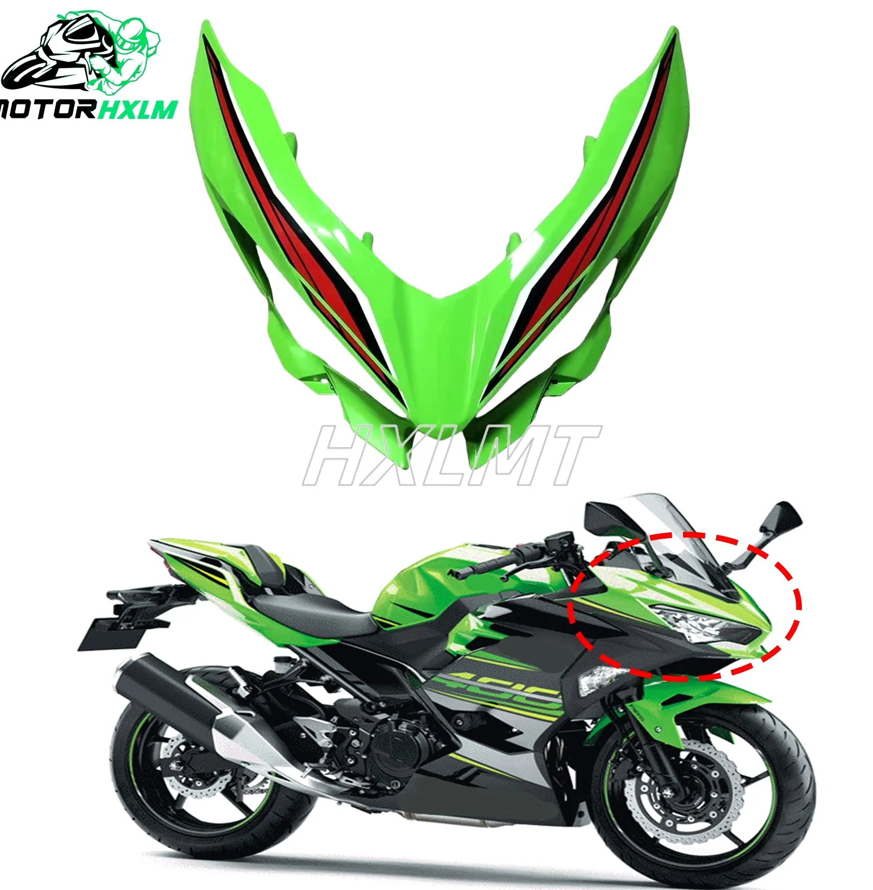 Racing Motor Motorcycle Front Nose Headlight Cover Fairing Fit For Kawasaki Ninja400 Ninjia400 ZX 400 EX400