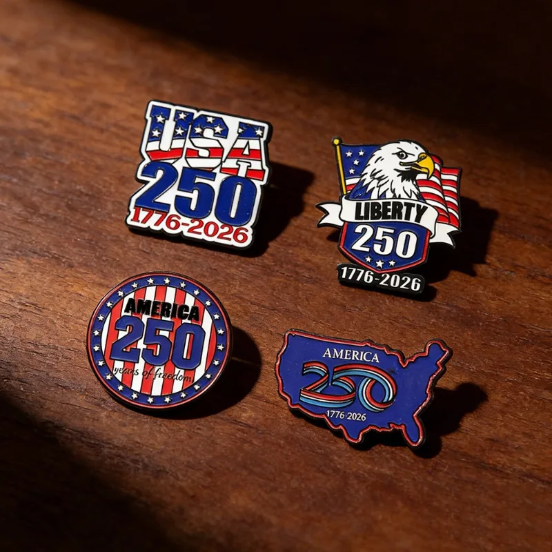 USA 250th Anniversary Brooch Independence Day Metal Pin Badge for DIY Clothes Bags Shoes Hat Scarf T-shirt Jeans Decor