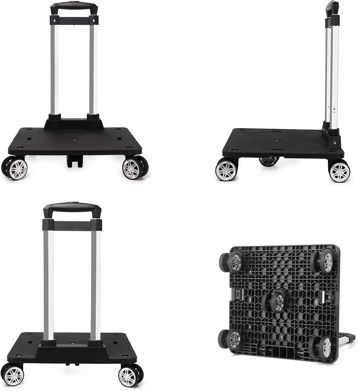 Backpack Trolley with 5 Wheels Folding Compact Lightweight Luggage Cart Spinner Rolling Luggage Cart for Bags, Pet Carriers