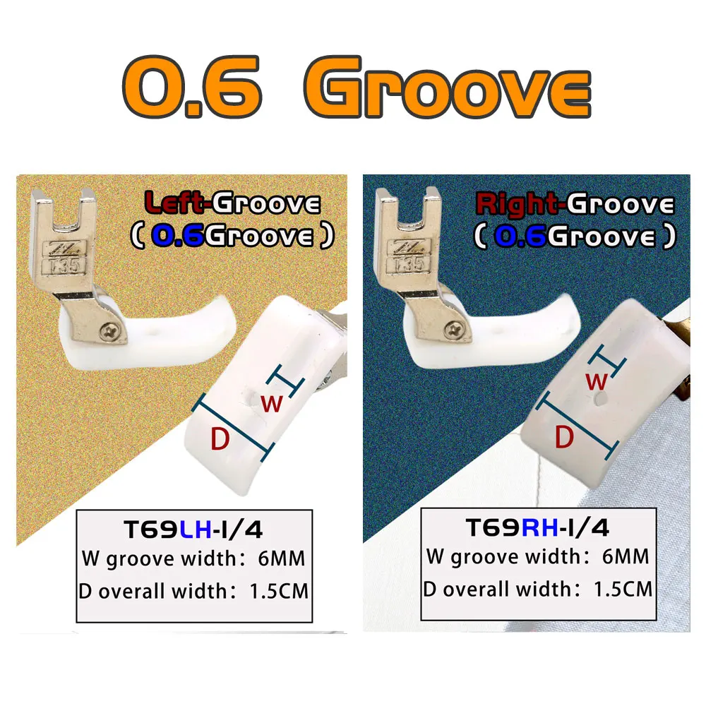 T35 T69L T69R 1/8 3/16 1/4 Gording Right And Left For Industrial Sewing Mahicne Piping Hinged Plastikowa stopka dociskowa