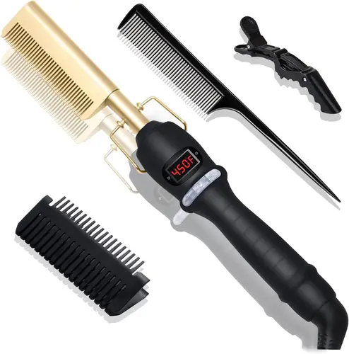 Imagen 1 del producto UNTIOR-peine alisador 3 en 1, multifuncional, portátil, de viaje, de cerámica, alisador de pelo eléctrico para cabello y pelucas