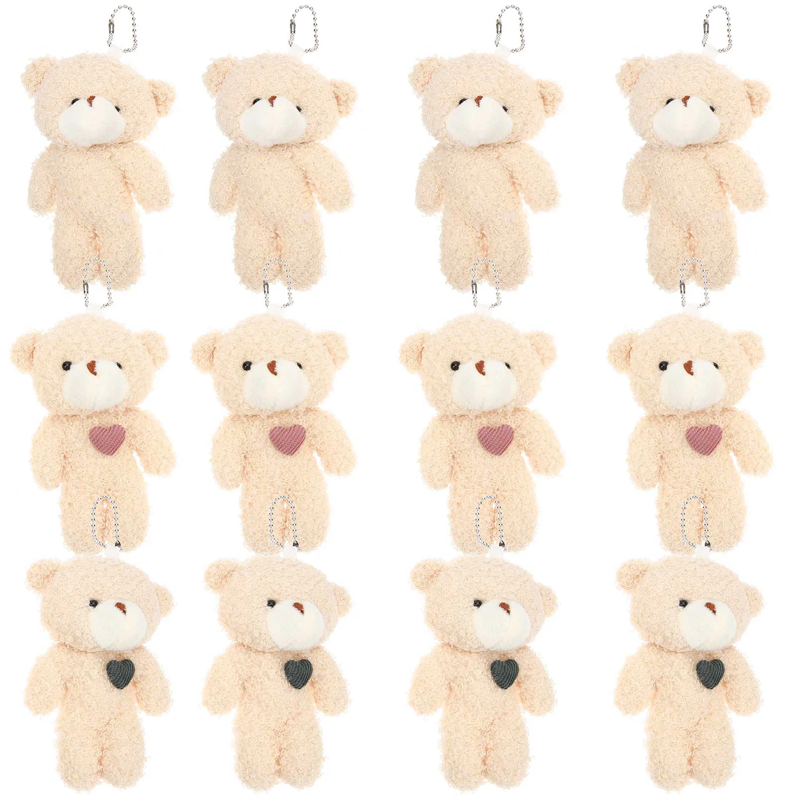 12 Pcs Bear Key Chain Pendant Stuffed Animal Luxury Toy Plush Keychain Baby