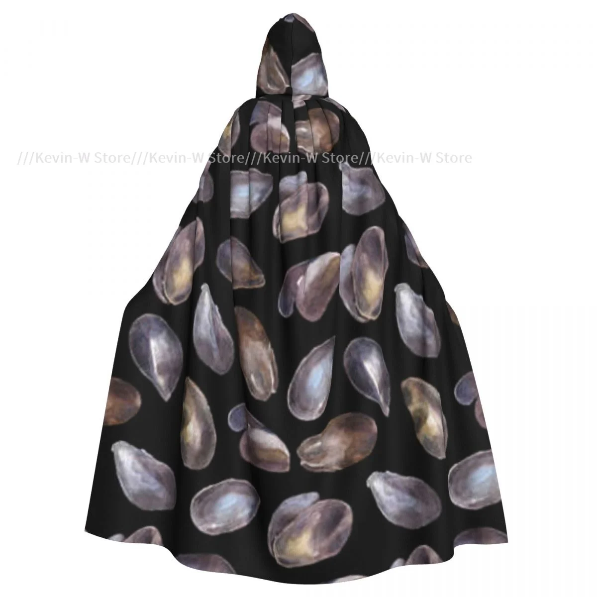 Adult Cloak Cape Hooded Oyster Shells Medieval Costume Witch Wicca Vampire Elf Purim Carnival Party