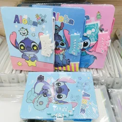 Disney Anime Stitch Password Notebook With Pen Kawaii Lilo Stitch Portable Notepad Mini Notebook Set Cartoon Children Stationery