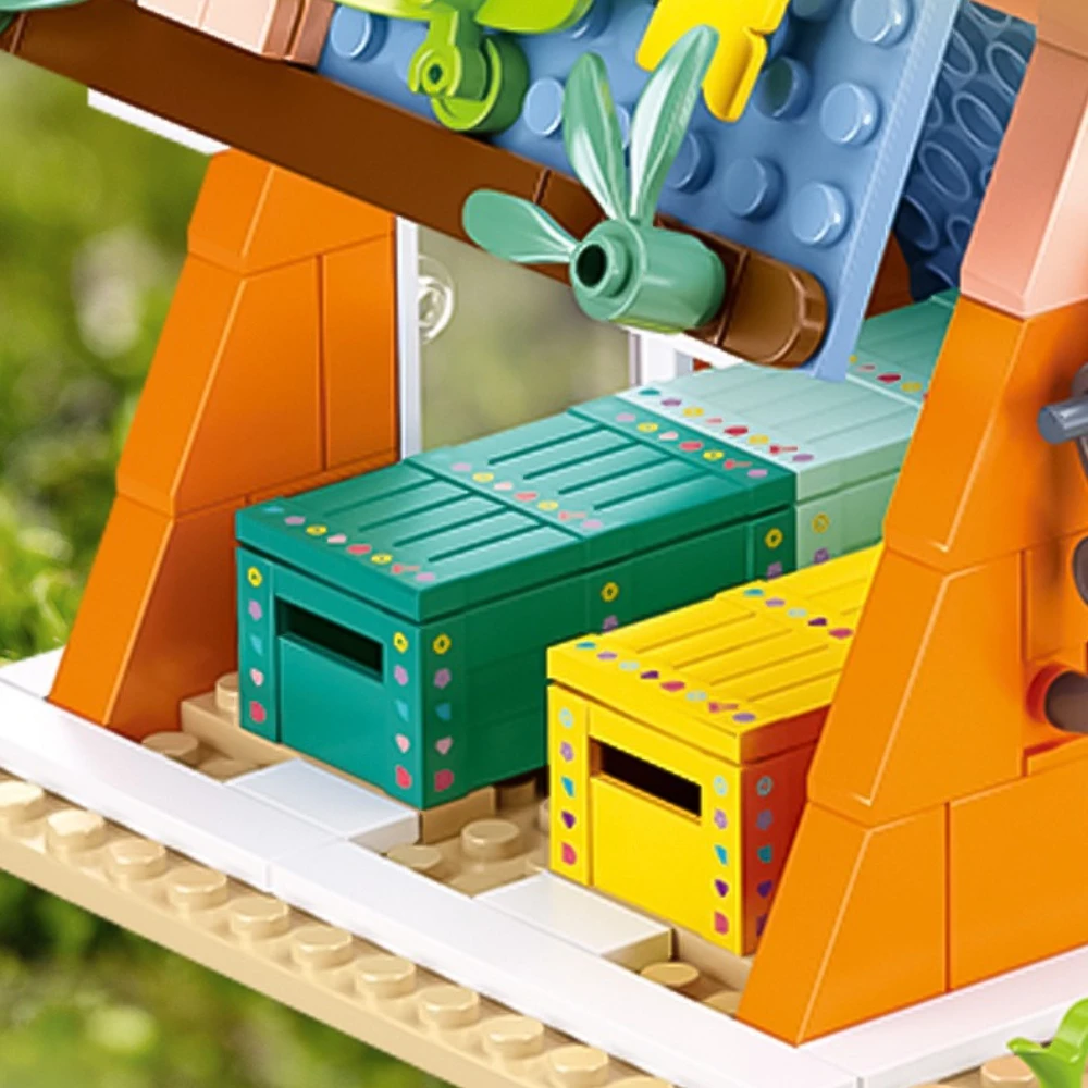 Moc sonho acampamento cabine empilhada casa blocos de construção conjunto quebra-cabeça estilo cabana villa diversão idéia brinquedos para crianças presentes do feriado aniversário