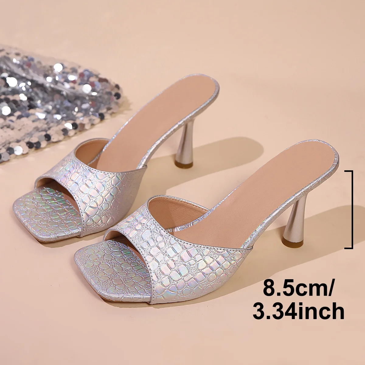 المرأة ساحة تو عالية الكعب النعال مثير الأفعى نمط تصميم الانزلاق على الخناجر أحذية الحفلات للنساء فستان صيفي الصنادل 43