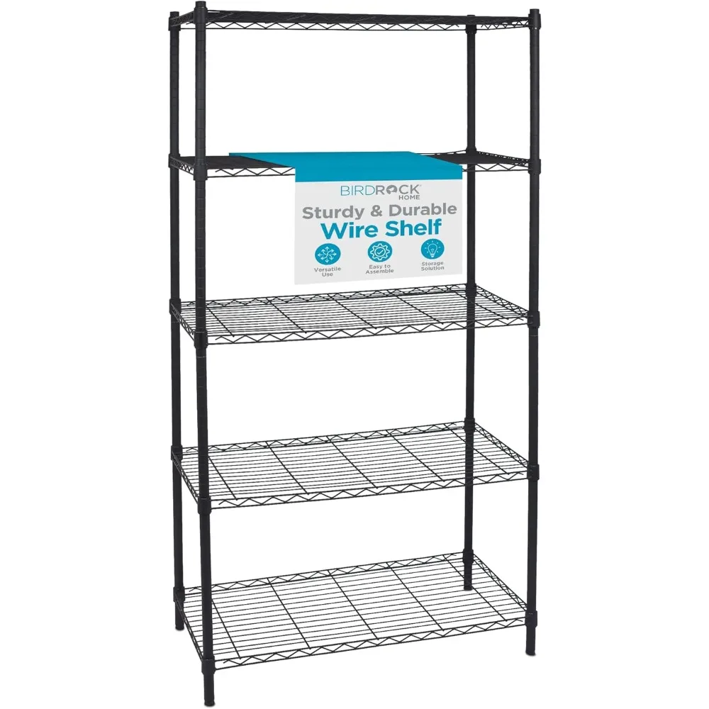 

5-Shelf Adjustable Wire Shelving | Heavy Duty Storage Rack | Metal Shelf for Garage, Restaurant, Industrial Use