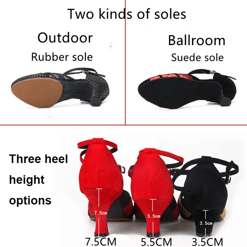 Chaussures de Salle de Bal à Paillettes pour Femme, Noir, Argent, localité, Talon Haut, Salsa Latine, brevModerne, 3cm, 5cm, 7cm