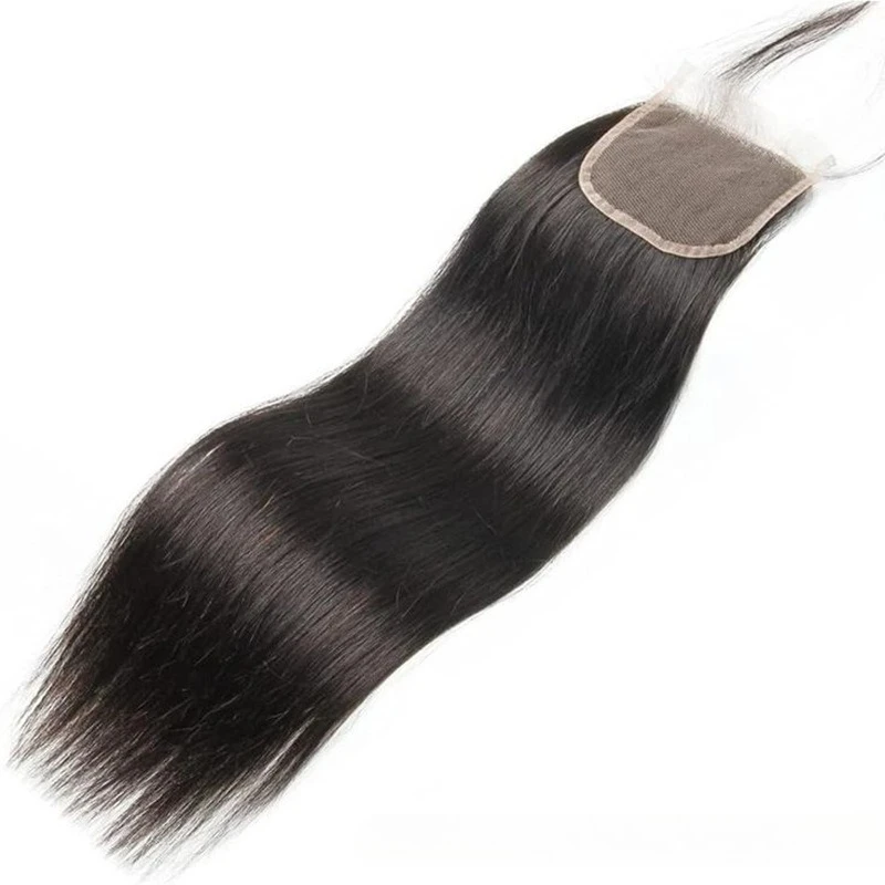 12A 등급 스트레이트 바디 웨이브 4x4 투명 레이스 클로저 미리 뽑은 150% 밀도 Nautral Color 브라질 버진 헤어