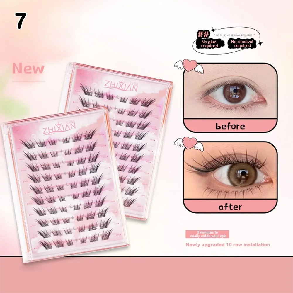 New Reusable Self Adhesive Eyelashes No Glue 10 Rows Cluster Lashes Natural Self Adhesive Lashes