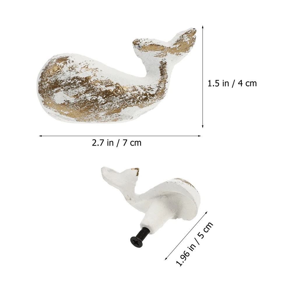 

2pcs Iron Cabinet Handles Whale Drawer Pulls Durable Replacement For Dresser Cupboard Wardrobe Decorative Furniture