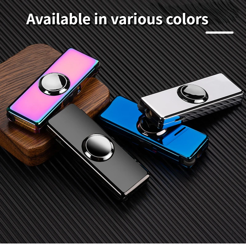 Hot-selling Metal Men\'s Fingertip Spinner Personalized Creative Lighter Blue Flame Direct Inflatable Windproof Cigarette Lighter