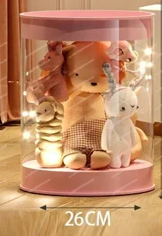 

Embedded cover card deduction with Lamp strip Double Zipper Upgraded Doll Storage Bucket Children's Doll Transparent Storage