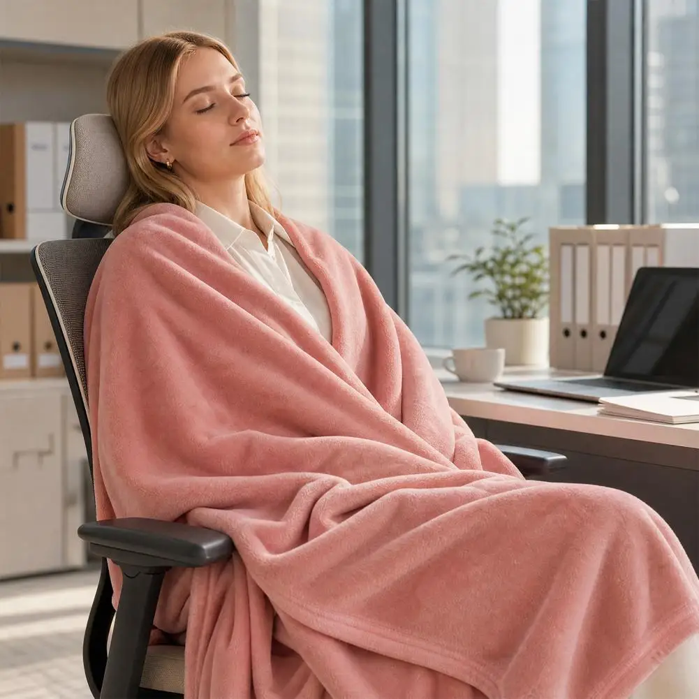 Nap Blanket, Lightweight Foldable Milk Velvet Warm Blanket, Soft Double-Sided Solid Color Warm Shawl Wrap, for Office And Travel