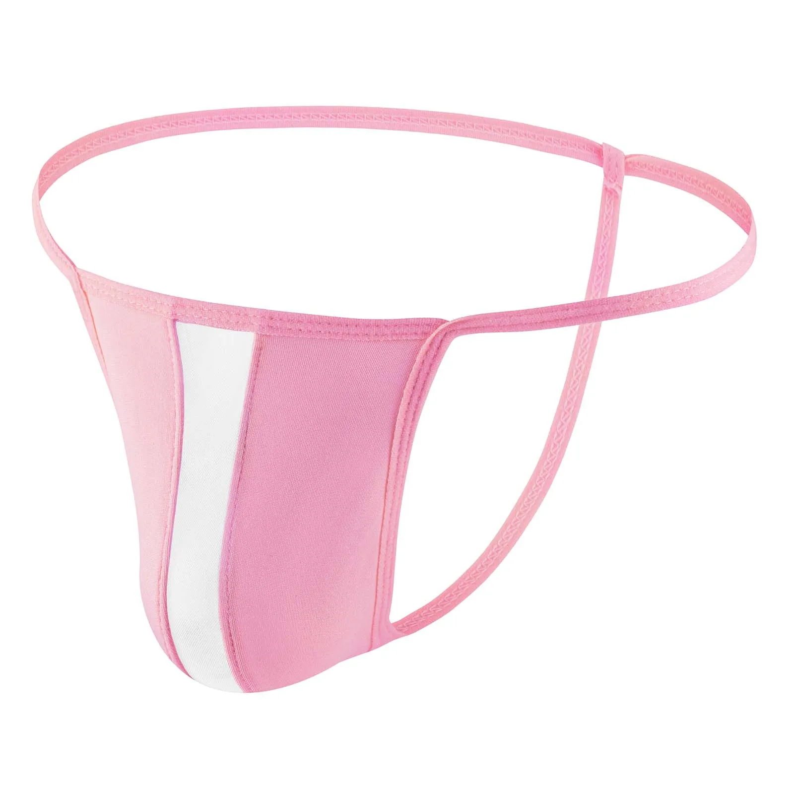 

Men's Sexy Sheer T Back Underwear Mini Striped Thong Ultra-Thin Buttocks Sheer Panties G string Sissy Bikini