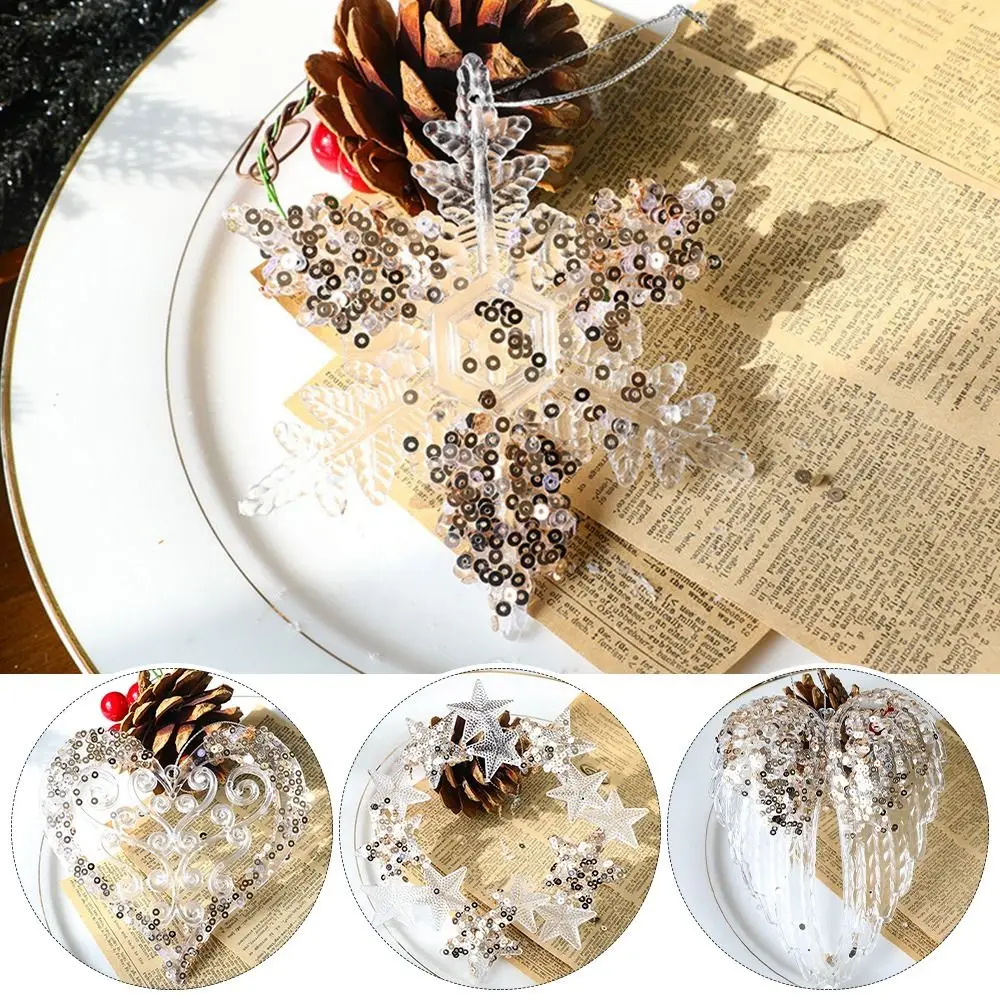 Christmas Snowflakes Crystal Decorations Sequins Acrylic Christmas Tree Packages Gifts Sticky Powder Garden Decoration Festival